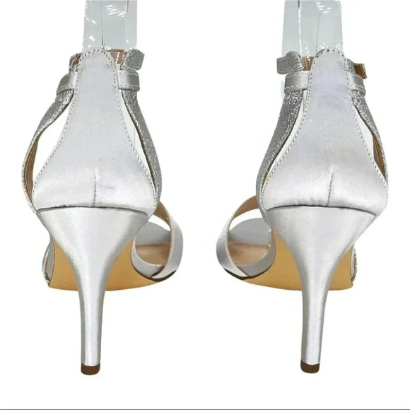 Nina Venus Silver Satin Fabric Glitter Accent Womens Heels Size 9M - Picture 7 of 14